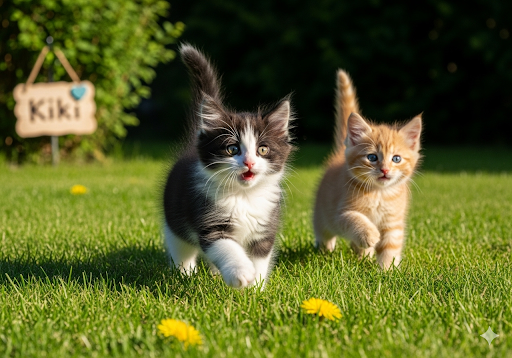 Gambar 4. Seekor anak kucing bernama Kiki, yang dulunya terlihat sangat sakit dan lemah, kini digambarkan sedang berlari dan bermain dengan anak kucing lain